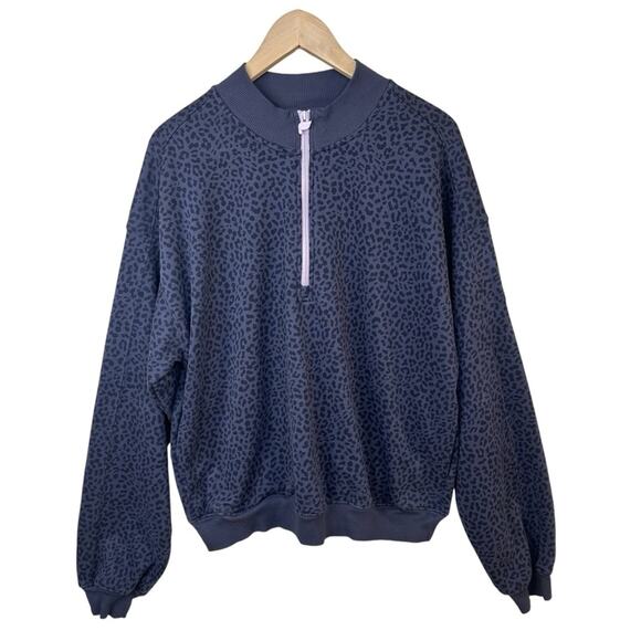 FABLETICS Grey Purple Leapord Forever Fleece 1/2 Zip Sweatshirt Women's Size XXL - Picture 2 of 15